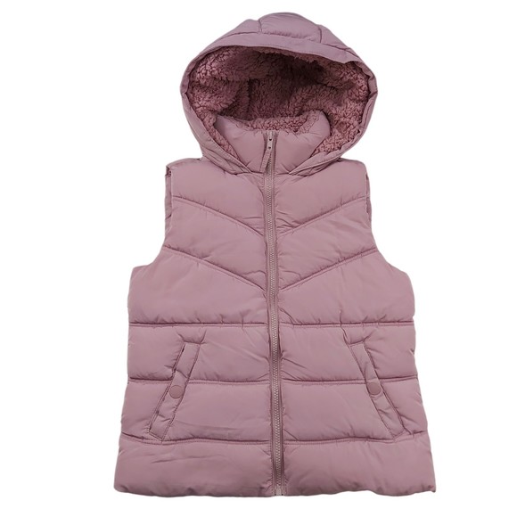 Aeropostale Puffer Vest Womens Small Mauve Insulated Winter Warmer Sherpa - Picture 1 of 12